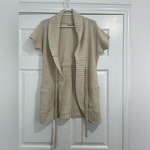 Cream Open Front Sweater